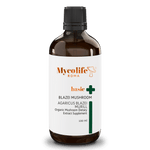 Mycolife Basic Blazei 100ml amber bottle labeled BIO certified alcohol free sugar free