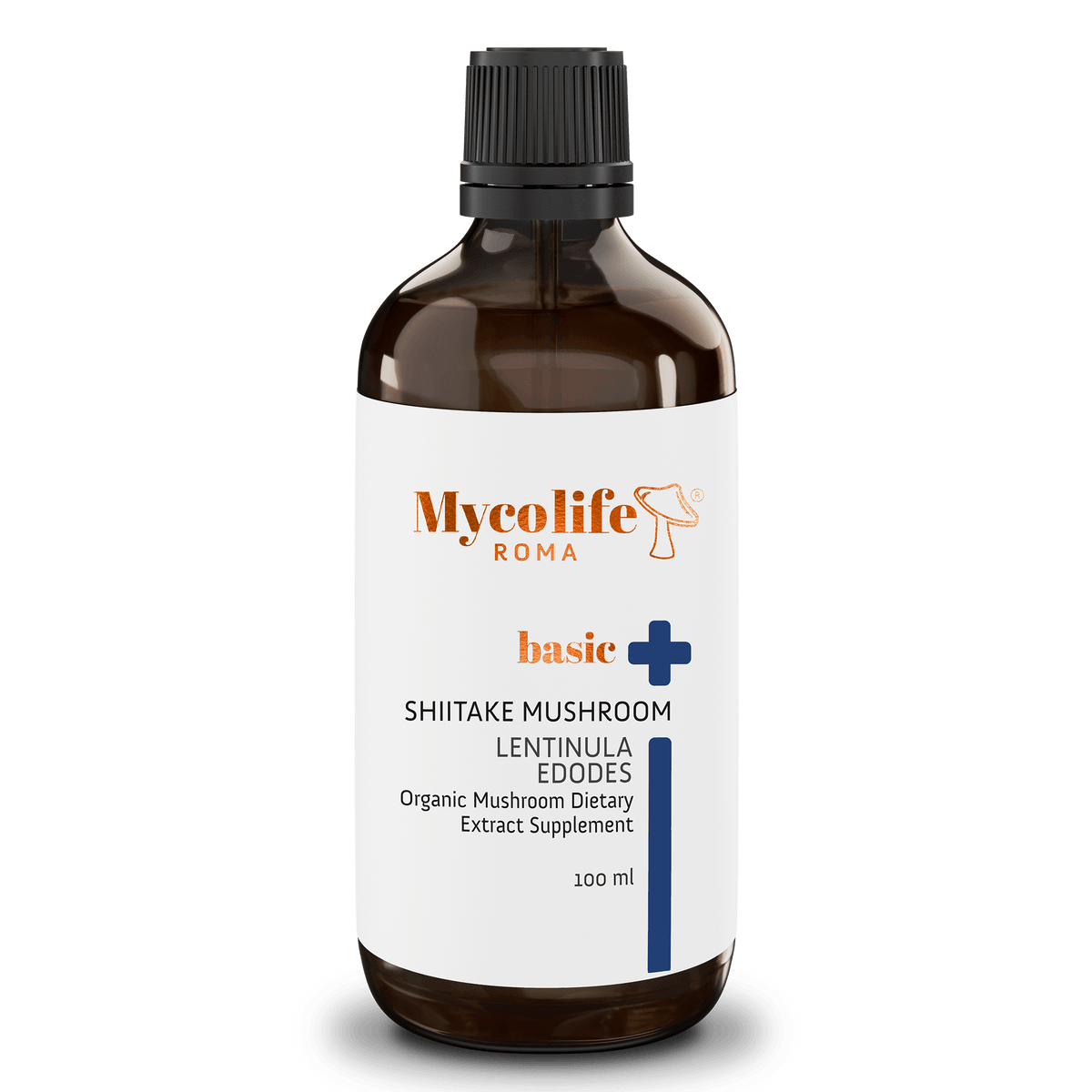 Mycolife Basic Shiitake Mushroom Extract 100ml amber bottle label BIO dual-extraction alcohol-free sugar-free vegan